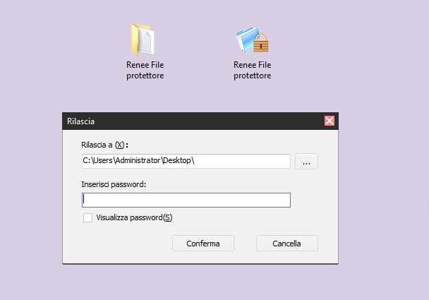 password chiesta per accedere alla cartella criptato
